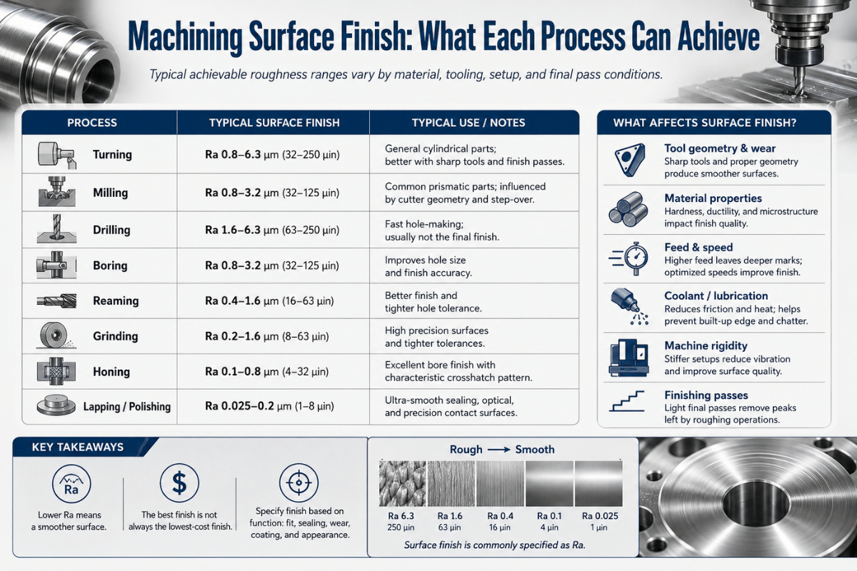 Machining Surface Finish: What Each Process Can Achieve