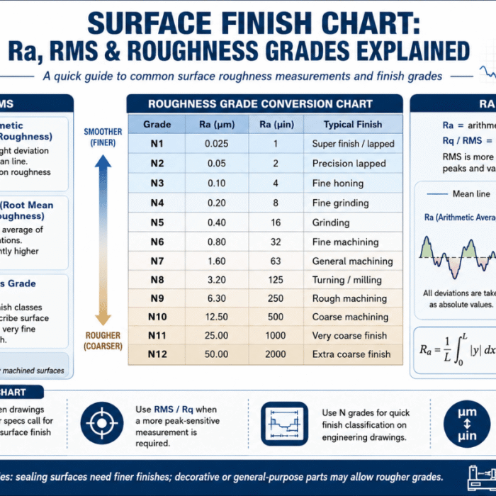 Surface Finish Chart: Ra, RMS & Roughness Grades Explained
