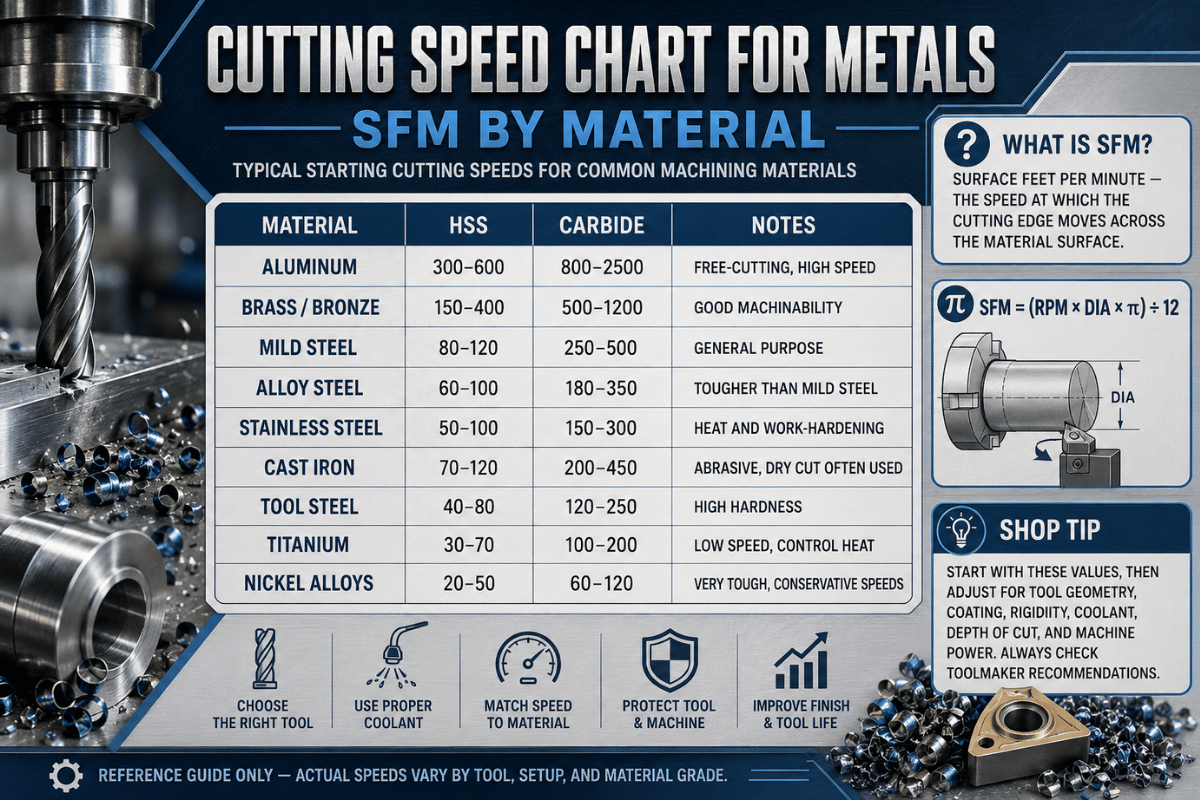 Cutting Speed Chart for Metals (SFM by Material)