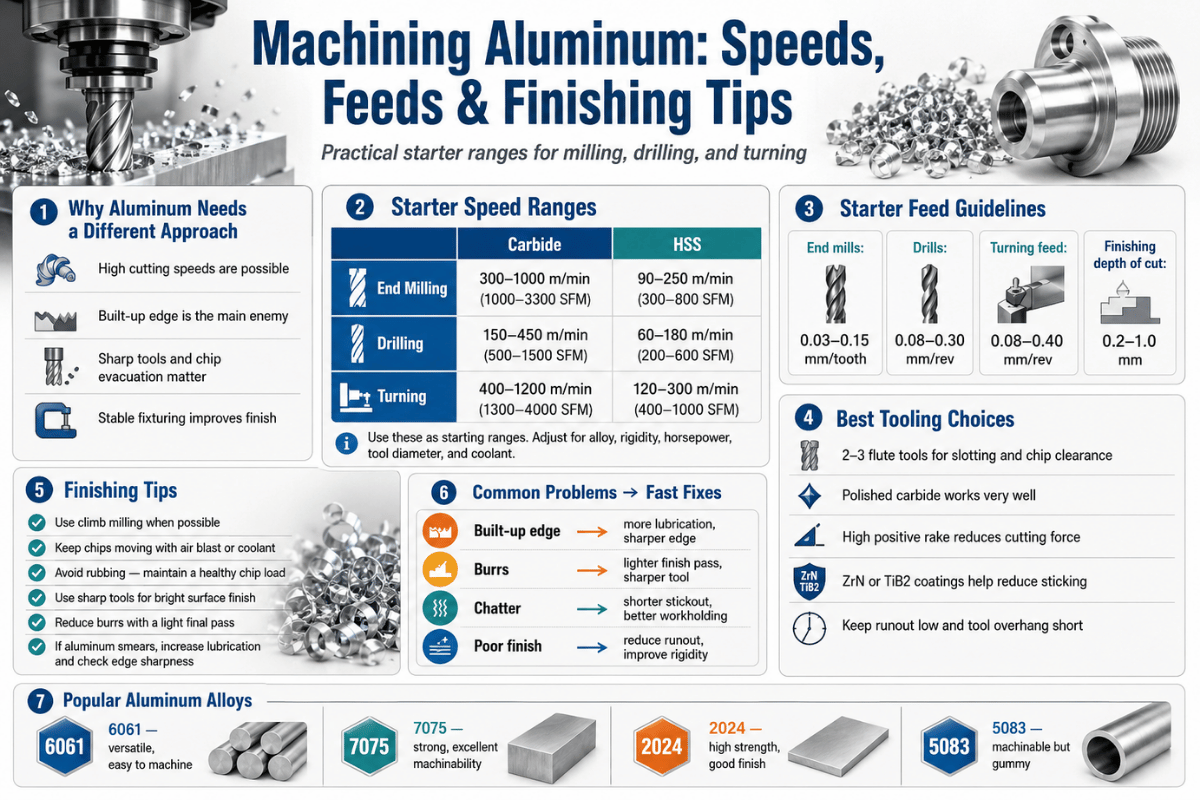Machining Aluminum: Speeds, Feeds & Finishing Tips