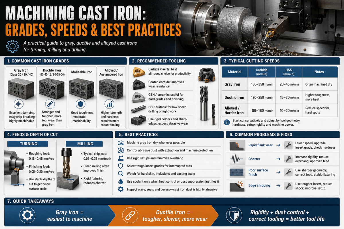 Machining Cast Iron: Grades, Speeds & Best Practices