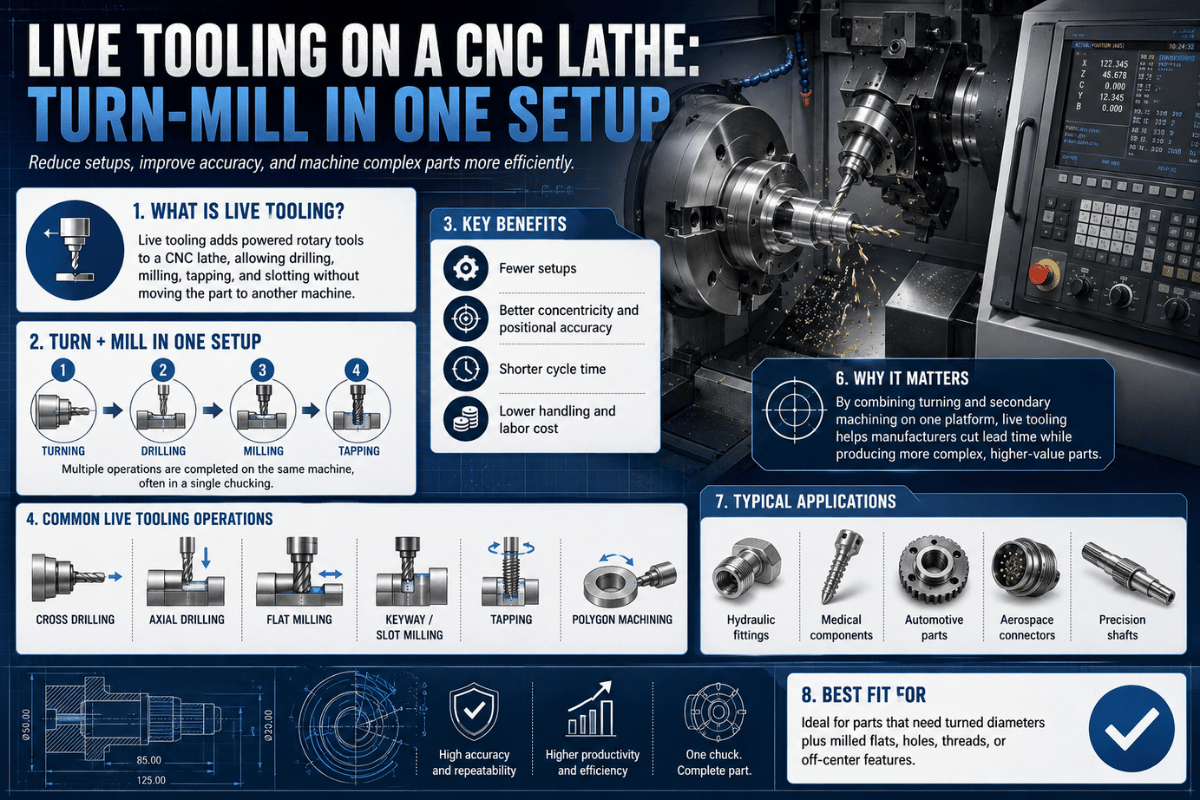 Live Tooling on a CNC Lathe: Turn-Mill in One Setup