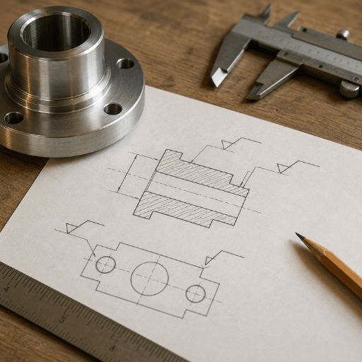 Surface Finish Symbols on an Engineering Drawing