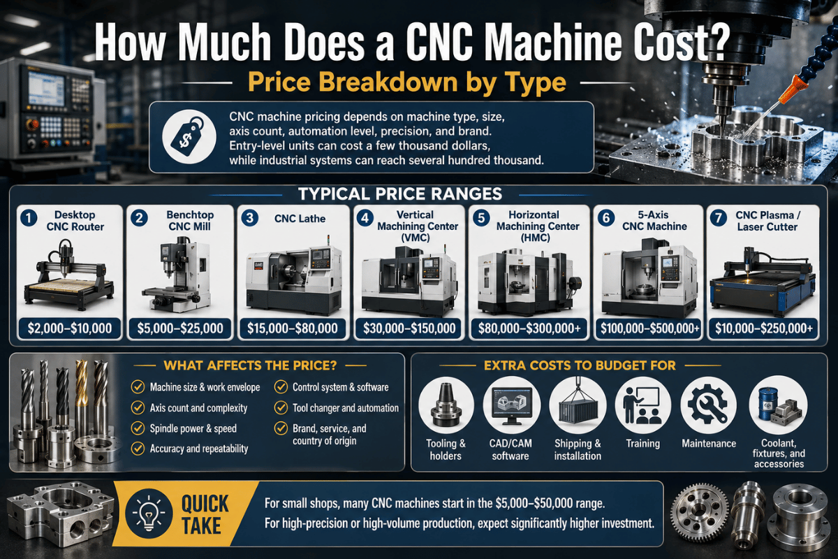 Quanto costa una macchina CNC? Suddivisione dei prezzi per tipologia